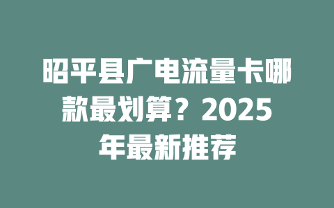 昭平县广电流量卡哪款最划算？2025年最新推荐