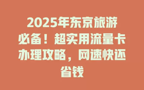 2025年东京旅游必备！超实用流量卡办理攻略，网速快还省钱