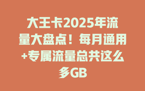 大王卡2025年流量大盘点！每月通用+专属流量总共这么多GB