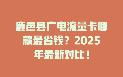 鹿邑县广电流量卡哪款最省钱？2025年最新对比！