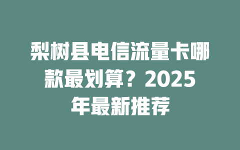 梨树县电信流量卡哪款最划算？2025年最新推荐