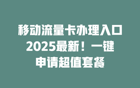 移动流量卡办理入口2025最新！一键申请超值套餐