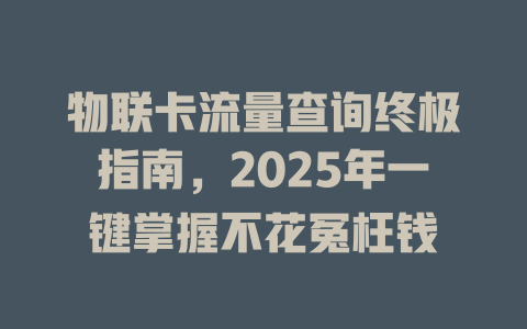 物联卡流量查询终极指南，2025年一键掌握不花冤枉钱