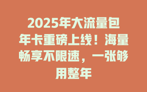 2025年大流量包年卡重磅上线！海量畅享不限速，一张够用整年