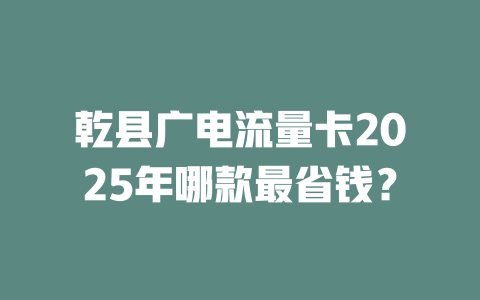 乾县广电流量卡2025年哪款最省钱？