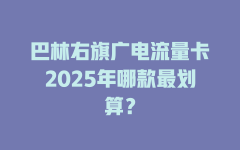 巴林右旗广电流量卡2025年哪款最划算？