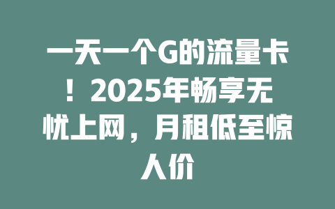 一天一个G的流量卡！2025年畅享无忧上网，月租低至惊人价