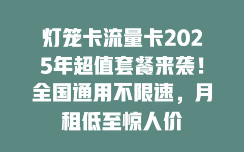 灯笼卡流量卡2025年超值套餐来袭！全国通用不限速，月租低至惊人价