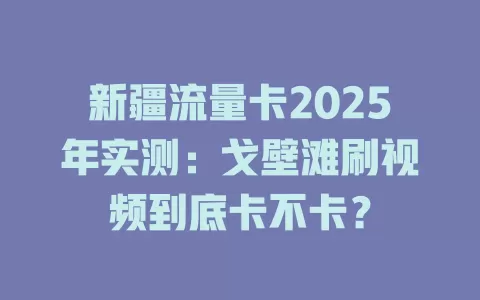 新疆流量卡2025年实测：戈壁滩刷视频到底卡不卡？