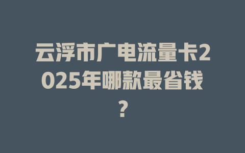 云浮市广电流量卡2025年哪款最省钱？