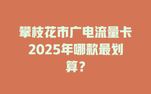 攀枝花市广电流量卡2025年哪款最划算？