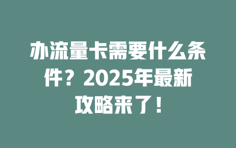 办流量卡需要什么条件？2025年最新攻略来了！