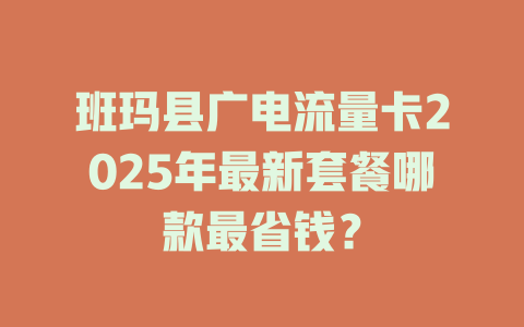 班玛县广电流量卡2025年最新套餐哪款最省钱？