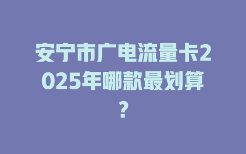 安宁市广电流量卡2025年哪款最划算？
