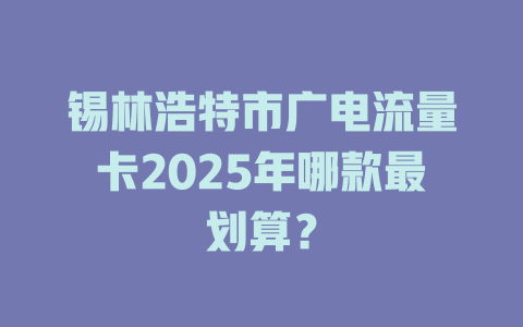 锡林浩特市广电流量卡2025年哪款最划算？