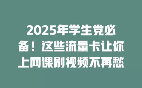 2025年学生党必备！这些流量卡让你上网课刷视频不再愁