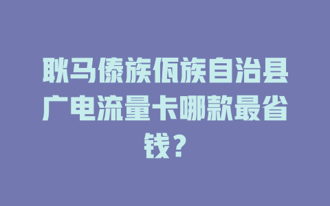 耿马傣族佤族自治县广电流量卡哪款最省钱？