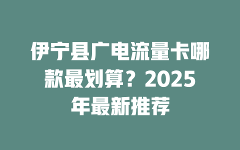 伊宁县广电流量卡哪款最划算？2025年最新推荐