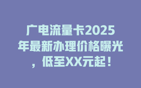 广电流量卡2025年最新办理价格曝光，低至XX元起！