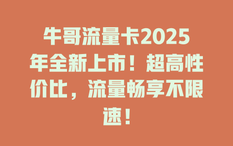牛哥流量卡2025年全新上市！超高性价比，流量畅享不限速！