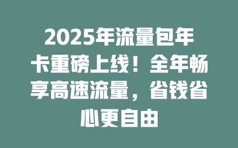 2025年流量包年卡重磅上线！全年畅享高速流量，省钱省心更自由