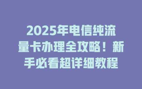 2025年电信纯流量卡办理全攻略！新手必看超详细教程