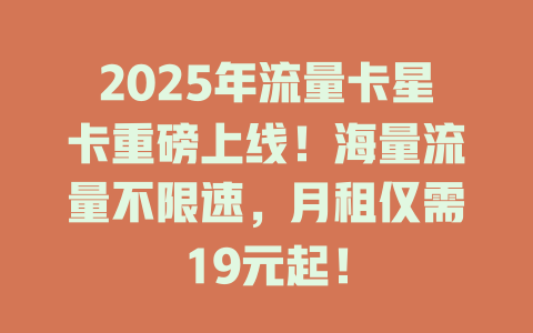 2025年流量卡星卡重磅上线！海量流量不限速，月租仅需19元起！