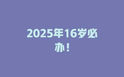 2025年16岁必办！