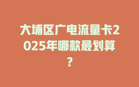大埔区广电流量卡2025年哪款最划算？