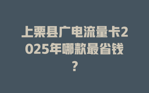 上栗县广电流量卡2025年哪款最省钱？