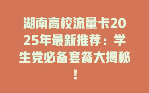 湖南高校流量卡2025年最新推荐：学生党必备套餐大揭秘！