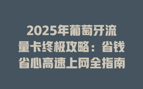2025年葡萄牙流量卡终极攻略：省钱省心高速上网全指南
