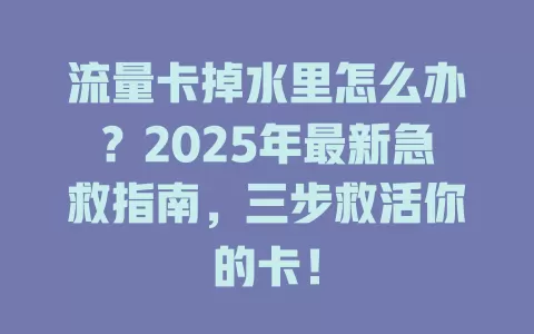流量卡掉水里怎么办？2025年最新急救指南，三步救活你的卡！