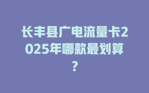 长丰县广电流量卡2025年哪款最划算？
