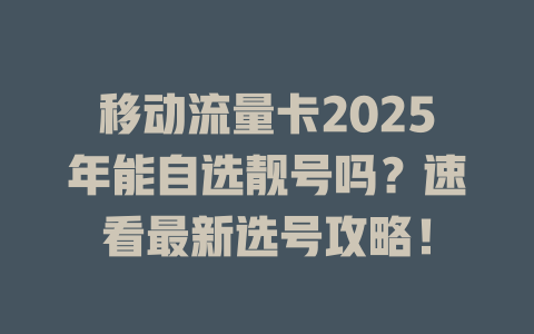 移动流量卡2025年能自选靓号吗？速看最新选号攻略！