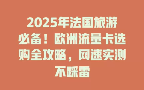 2025年法国旅游必备！欧洲流量卡选购全攻略，网速实测不踩雷
