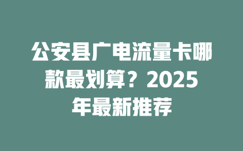 公安县广电流量卡哪款最划算？2025年最新推荐
