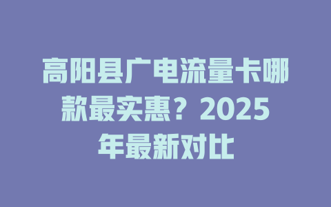 高阳县广电流量卡哪款最实惠？2025年最新对比