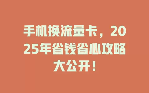 手机换流量卡，2025年省钱省心攻略大公开！