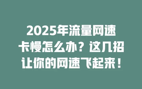 2025年流量网速卡慢怎么办？这几招让你的网速飞起来！