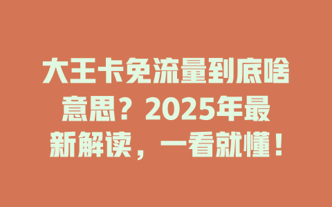 大王卡免流量到底啥意思？2025年最新解读，一看就懂！
