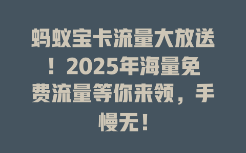 蚂蚁宝卡流量大放送！2025年海量免费流量等你来领，手慢无！