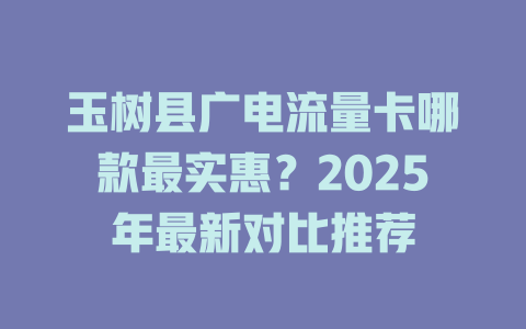 玉树县广电流量卡哪款最实惠？2025年最新对比推荐