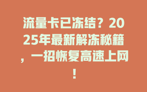 流量卡已冻结？2025年最新解冻秘籍，一招恢复高速上网！