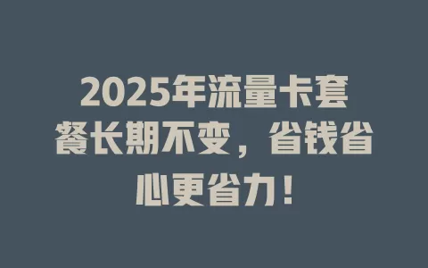 2025年流量卡套餐长期不变，省钱省心更省力！