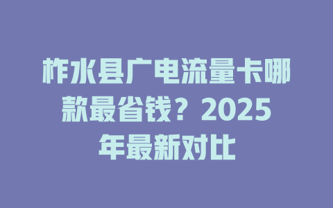 柞水县广电流量卡哪款最省钱？2025年最新对比
