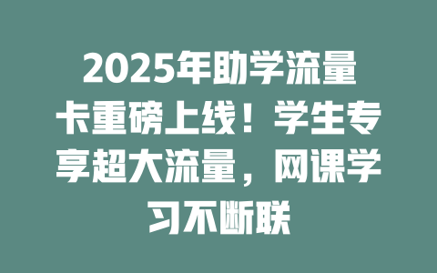 2025年助学流量卡重磅上线！学生专享超大流量，网课学习不断联