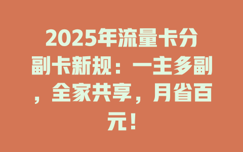 2025年流量卡分副卡新规：一主多副，全家共享，月省百元！