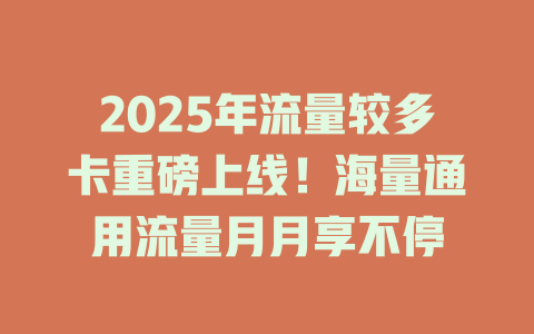 2025年流量较多卡重磅上线！海量通用流量月月享不停