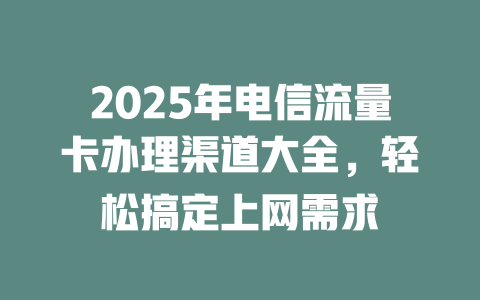 2025年电信流量卡办理渠道大全，轻松搞定上网需求